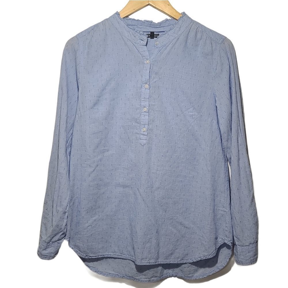 Hannah Blue Spotted Long Sleeve Button Up Shirt